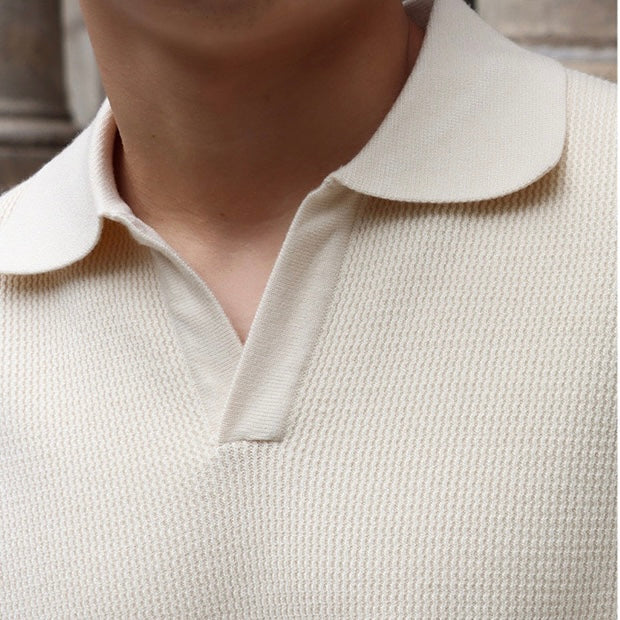 BUSAN Vintage-Inspired V-Neck Polo